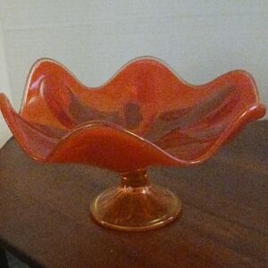 Viking Glass MCM Amberina Orange 9-1/2" Compote
